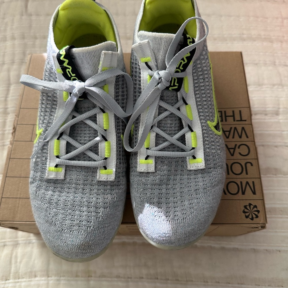 Nike Light Gray and Lime Green Athletic Shoes